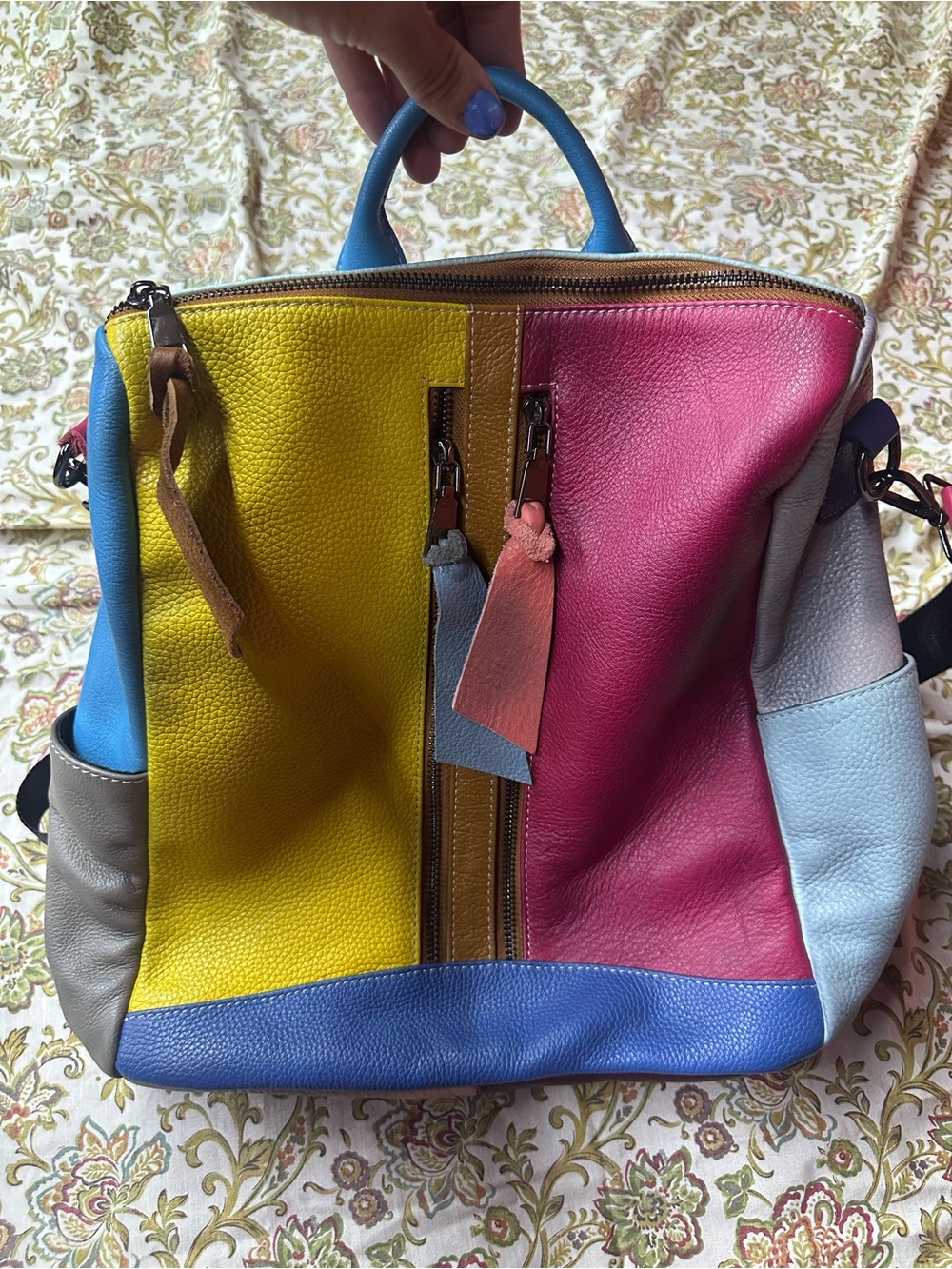 Genuine leather patchwork purse